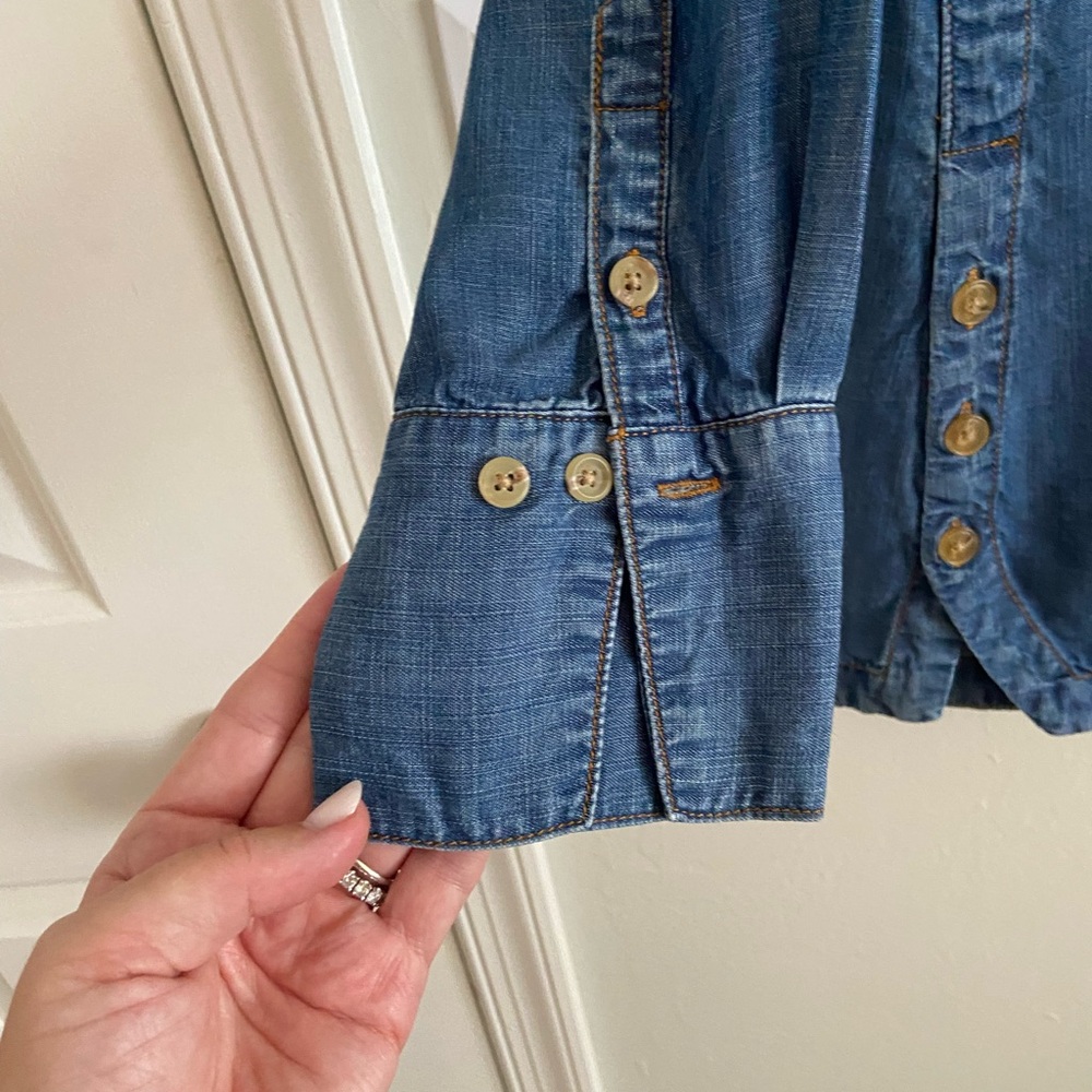 Chico's Classic Blue Denim Shirt - Picture 5 of 9